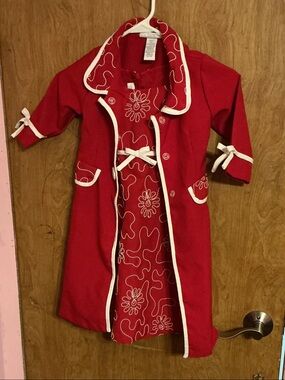 Bonnie Jean Red Girls Dress Set with White Trim